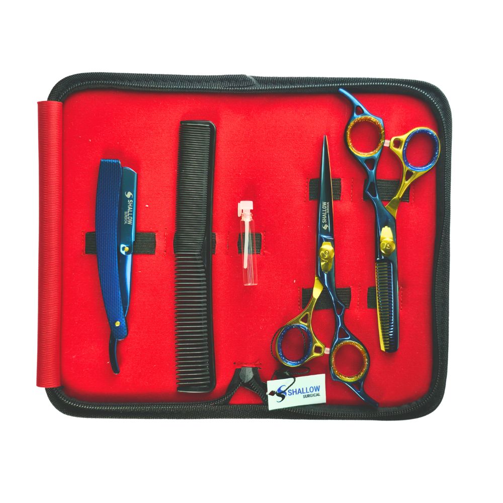 Kit de Barbería Profesional “Blue Fusion” – Edición Oro y Azul Real