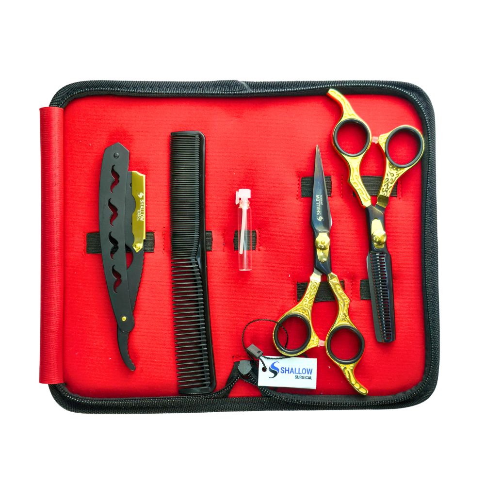 Kit de Barbería de Lujo – Edición Oro y Negro con Grabado Artístico
