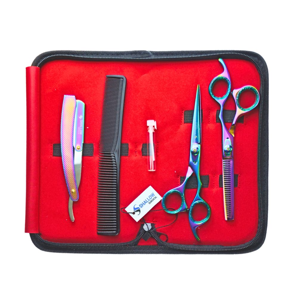 Kit de Barbería Profesional “Aurora” – Set Multicolor de 5 Piezas