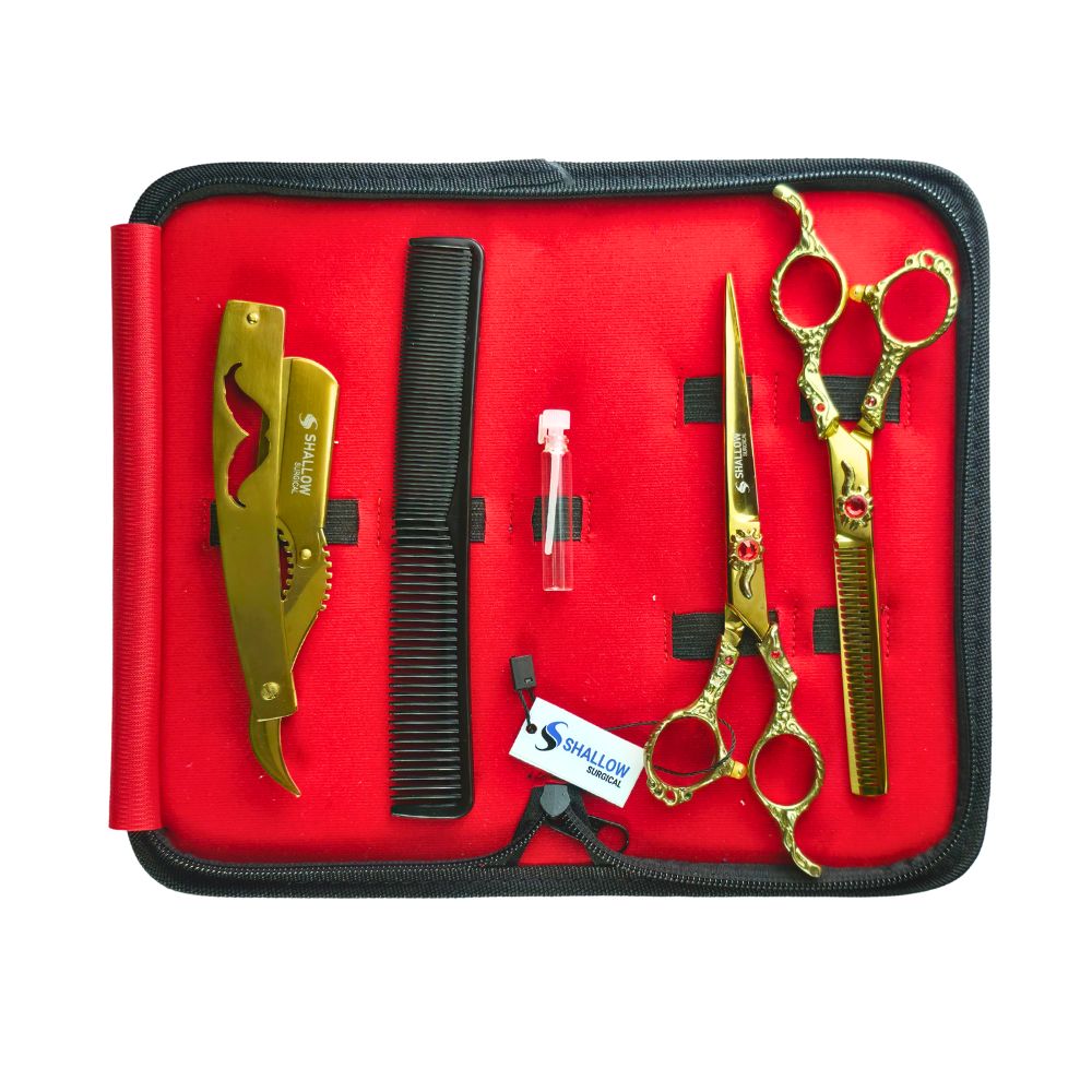 Kit de Barbería Profesional “Oro Imperial” – Edición de Lujo con Piedra de Rubí