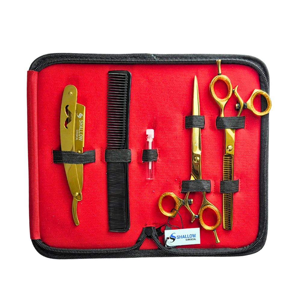 Kit de Barbería Profesional con Mango Giratorio 360° – Edición Oro Imperial