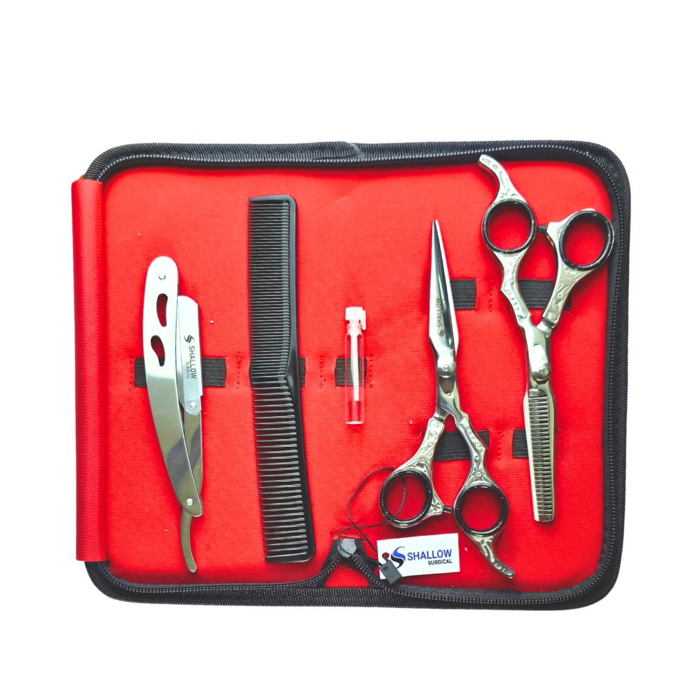 Kit de Barbería Profesional Plata Antigua – Edición con Grabado Artístico