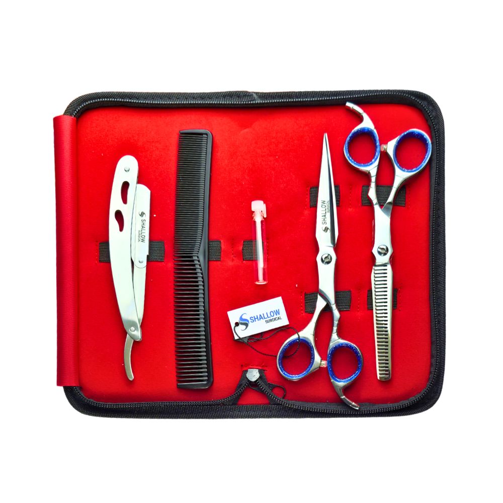 Kit de Barbería Profesional – Set de 5 Piezas con Estuche Rojo