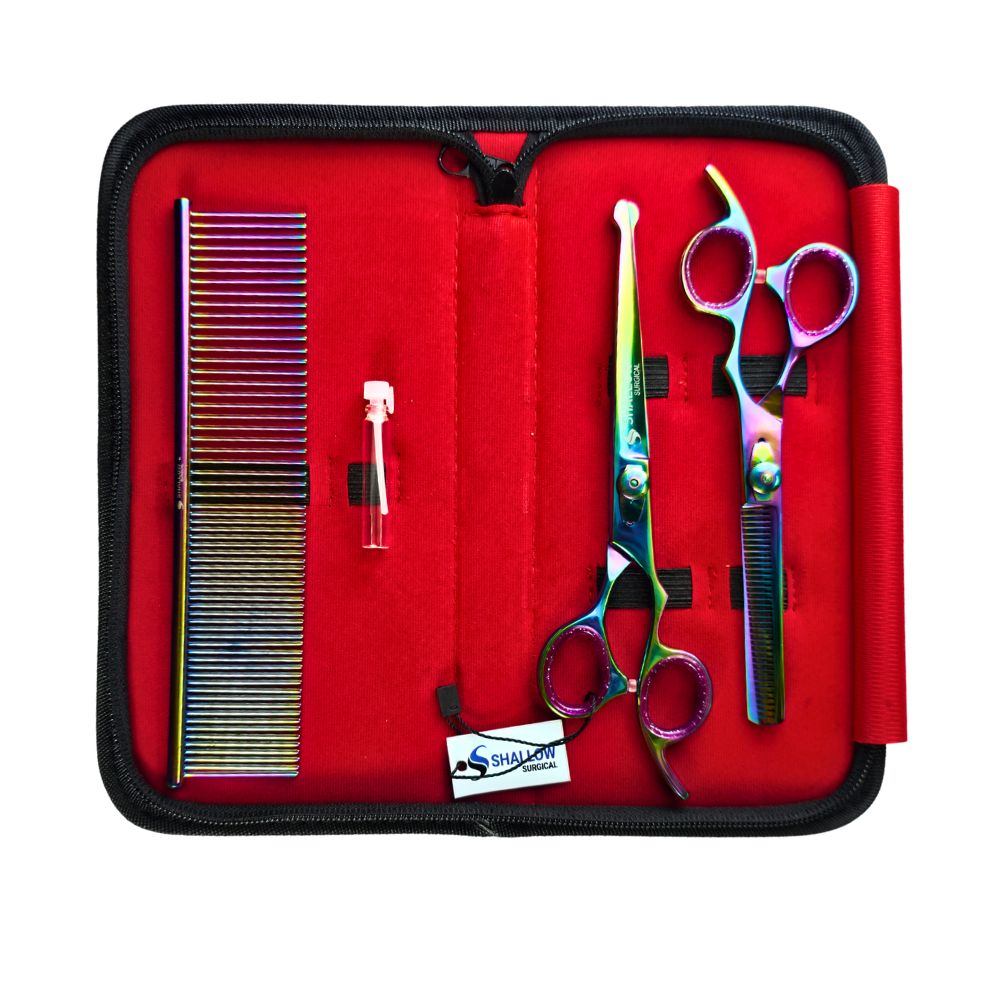 Kit de Peluquería Canina “Aurora Multicolor” – Set de 3 Piezas con Puntas de Seguridad