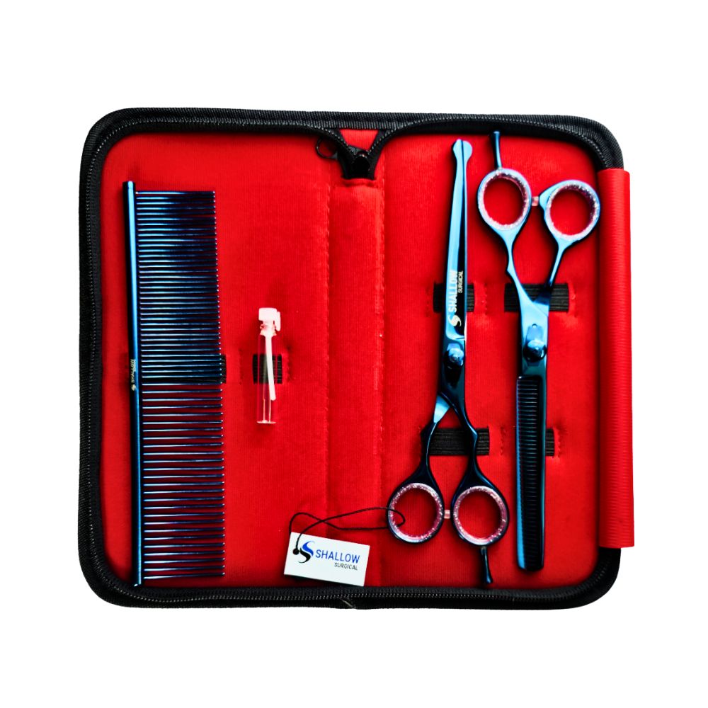 Kit de Peluquería Canina “Black Elite” – Set de 3 Piezas con Puntas de Seguridad