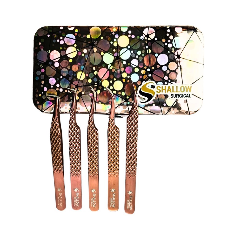 Set de 5 Pinzas con Punta de Fibra - Edición Rose Gold & Estuche Magnético - Image 2