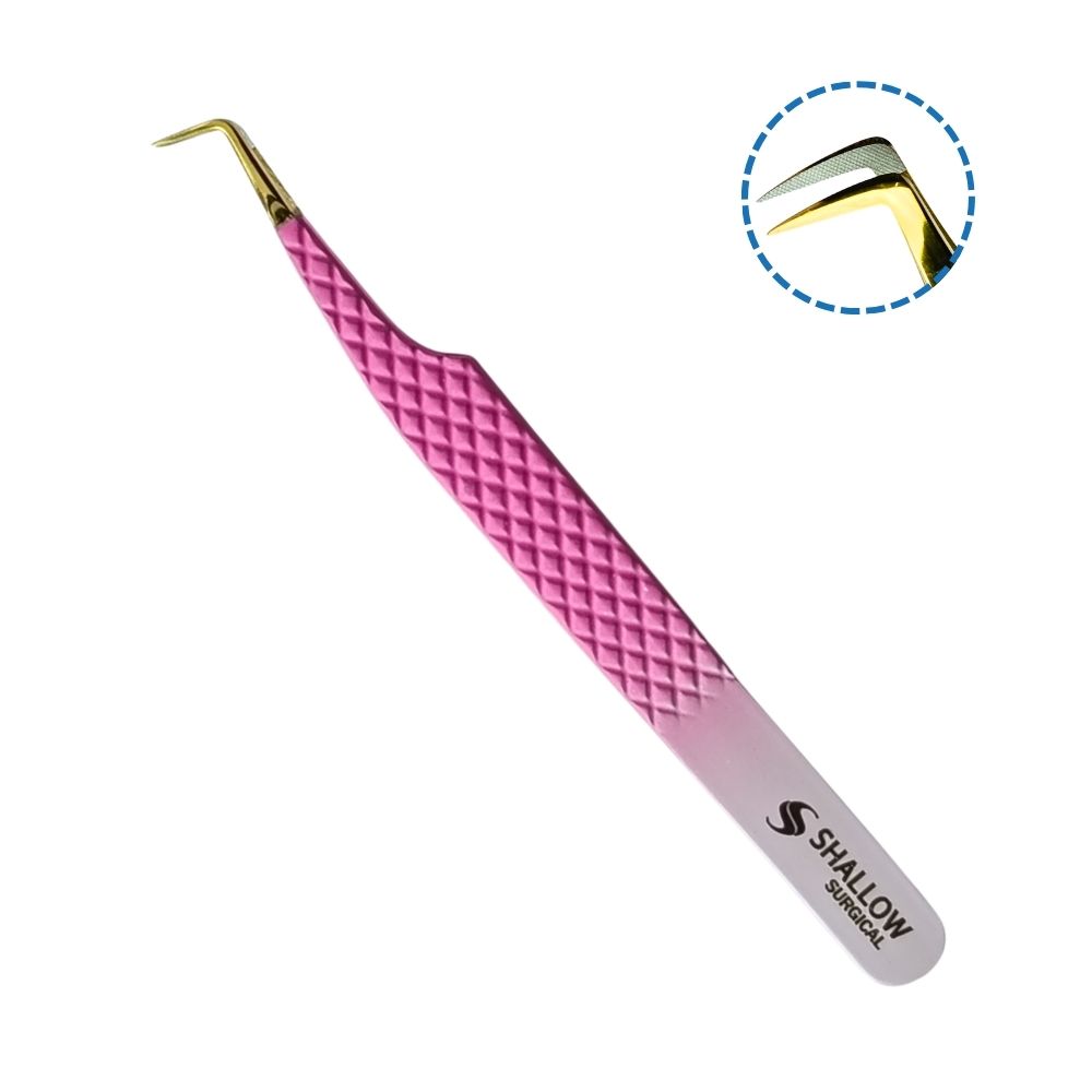 Set de 5 Pinzas con Punta de Fibra para Extensiones de Pestañas - Edición Rosa Diamante - Image 4