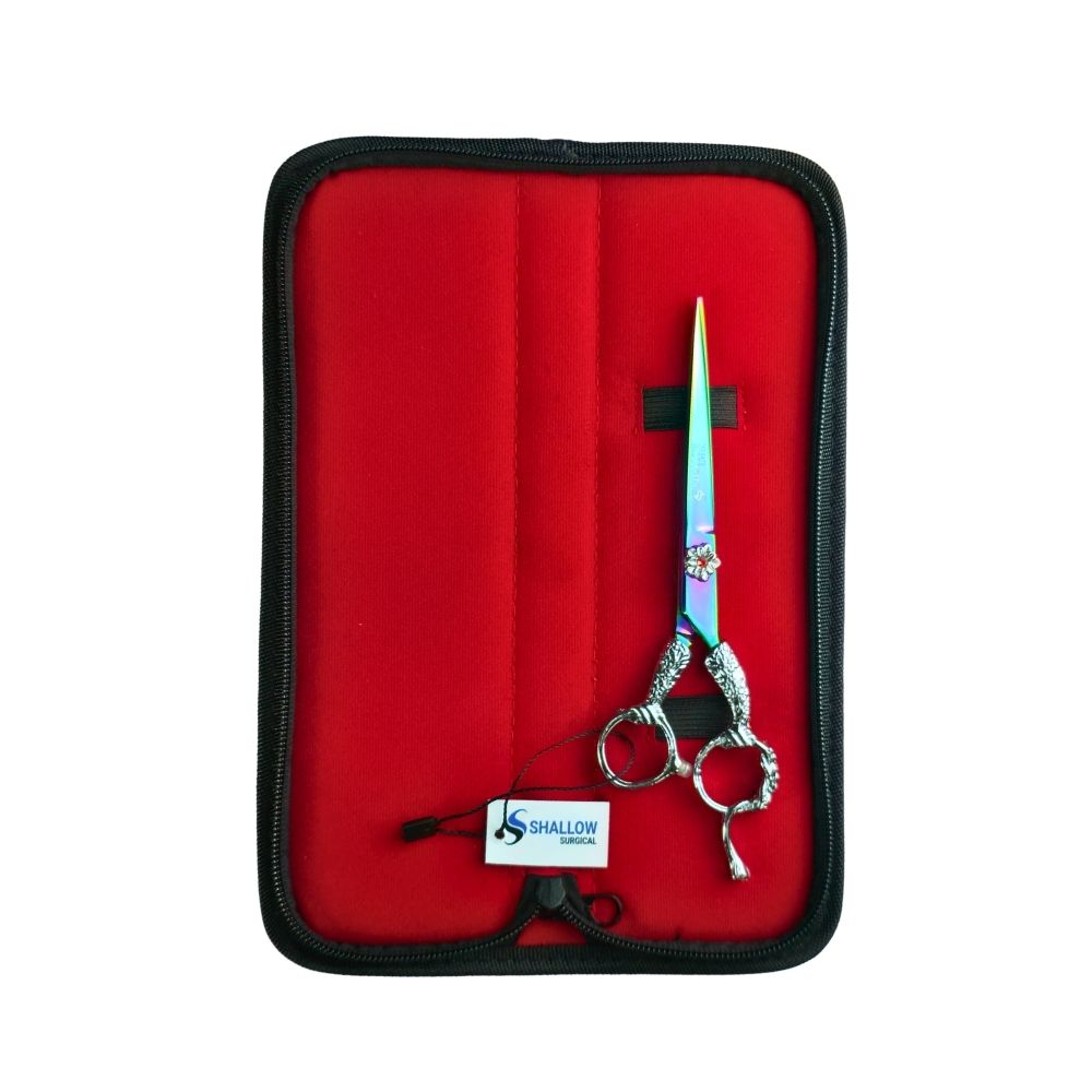 Tijera de Peluquería “Aurora Antique” – Edición de Lujo Multicolor y Plata