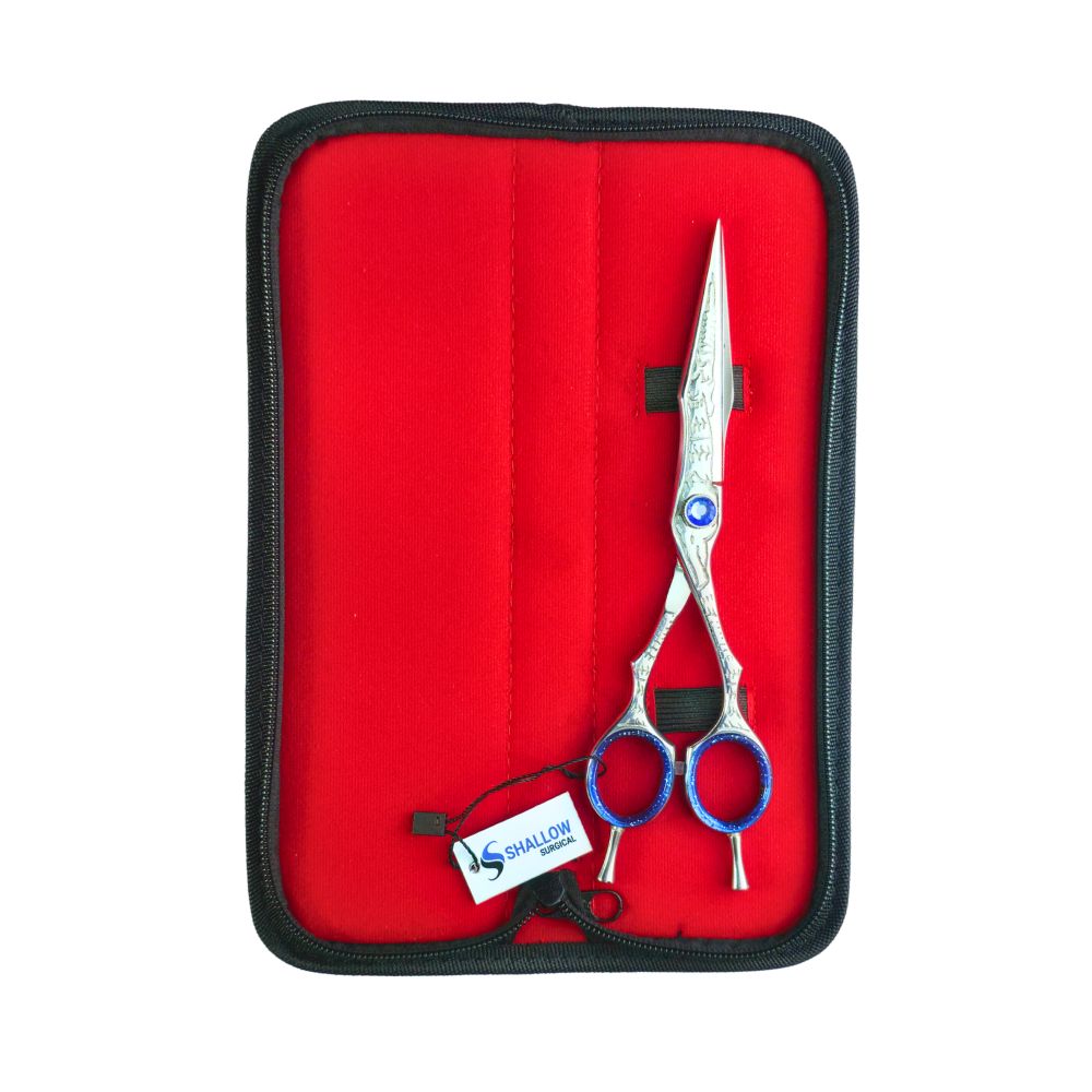 Tijera de Corte Profesional “Zafiro Plateado” – Diseño Estilo Damasco