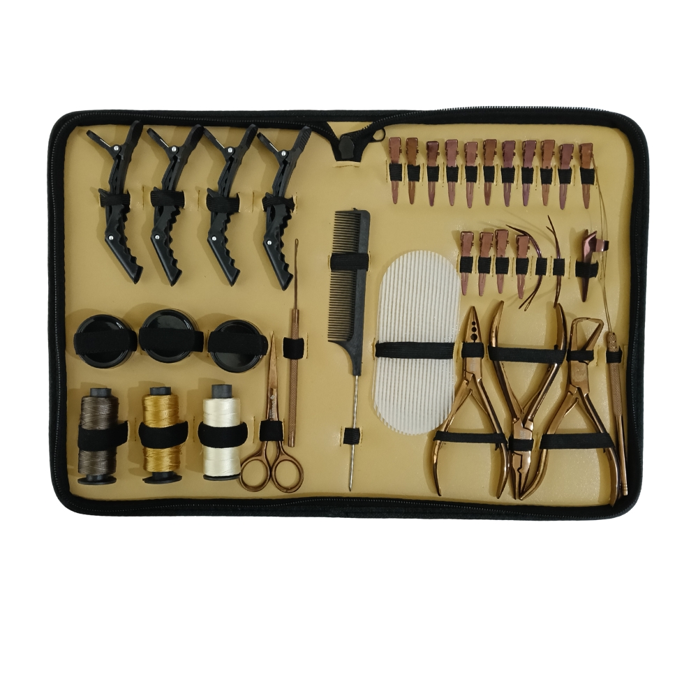 Máster Kit Profesional de 36 Piezas para Extensiones de Cabello – Edición Rose Gold Shallow Surgical